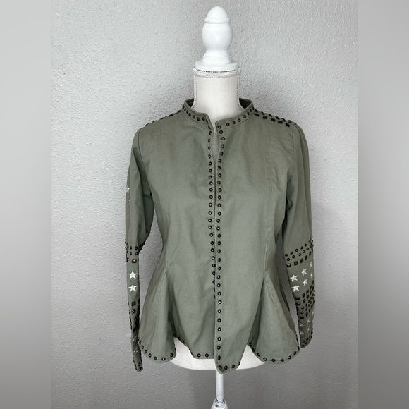 Spell and The Gypsy Eagleback Matinee Embroidered
Studded Khaki Jacket L run S/M - Picture 3 of 13